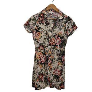Olivacius Floral Short-Sleeve Button-Up Mini  Dress Women size Small